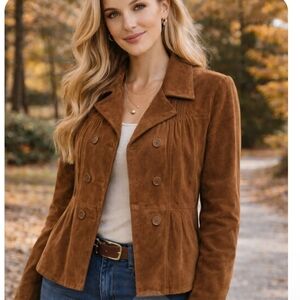 Avanti Genuine Leather Jacket Brown Front & Back Pleated Tailored Fit  Size XL